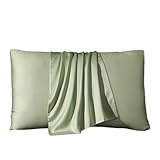 Seidenkissenbezug Kissenbezug aus natürlicher Maulbeerseide, 50 x 70, 65 x 65, echte Seide, schützt die Haut, Kissenbezug, Bettwäsche, Kissenbezüge, Bezug(Light Green,40x70cm 2pcs)