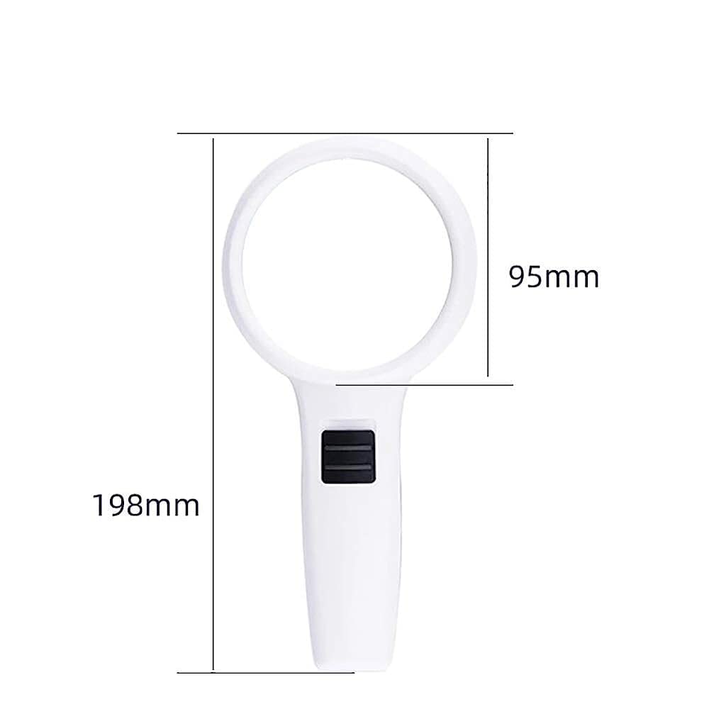 Vergrößerungsglas Mit Licht, 20- Bis 30-Fache Vergrößerung, Leichte Handlupe, Zum Lesen, Für Inspektionen Und Hobbys, Inklusive Reinigungstuch Und Tasche. Größe: Weiß, 95 Mm.