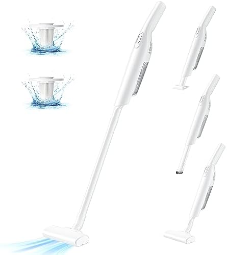 Bladsert 【2023新登場】 コードレス掃除機 自走式 スティッククリーナー ハンディクリーナー 超軽量 2段階モード 電気掃除機 12000pa 超強力吸引 2wayタイプ ライト付き 多重濾過 HEPAフィルター サイクロン式 Type-C充電スタンド 充電台収納 一人暮らし 家庭用 車用 ホワイト