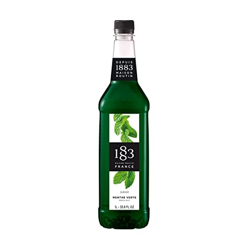 1883 Maison Routin Premium Green Mint Syrup for Cocktails and Mocktails Glass 1L