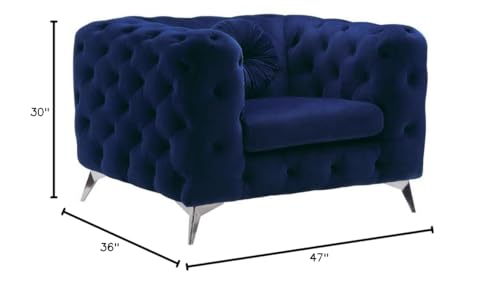 Sillón Azul de Tela con Estructura de Madera miniatura 2