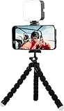 eDealz Start-Up Beginner Vlogging Kit with 6' Flexible Tripod, 36 LED Studio Light & Smartphone Holder Tripod Adapter Mount for Amateur Vlogging, YouTube, Tiktok and Instagram Live Stream Kit
