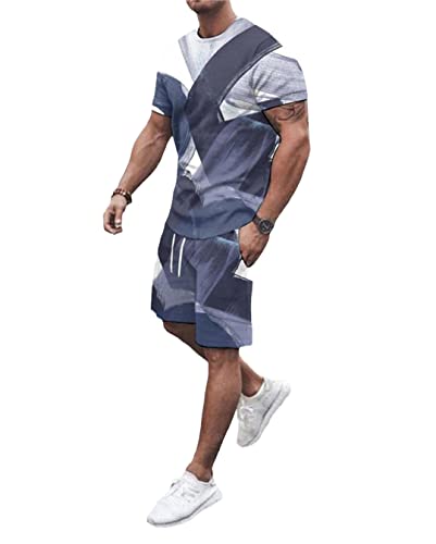 Ensemble t-shirt imprimé 3D homme et short respirant coupe ample grand confort 4XL