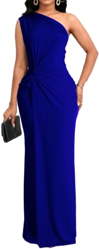 Image of SxClub Women's Formal Wedding Guest Dresses Long Prom Gowns Evening Party | Cocktail Dresses for Women High Neck Sleeveless Twist Waist Floor Length Dress Split Back