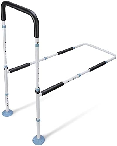 OasisSpace Bed Rail for Seniors, Medical Adjustable Bed Assist Rail Handle and Fall Prevention Safety Hand Guard Grab Bar for Elderly, Handicap - Fit King, Queen, Full, Twin