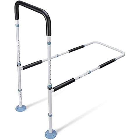 OasisSpace Bed Rail for Seniors, Medical Adjustable Bed Assist Rail Handle and Fall Prevention Safety Hand Guard Grab Bar for Elderly, Handicap - Fit King, Queen, Full, Twin Cover