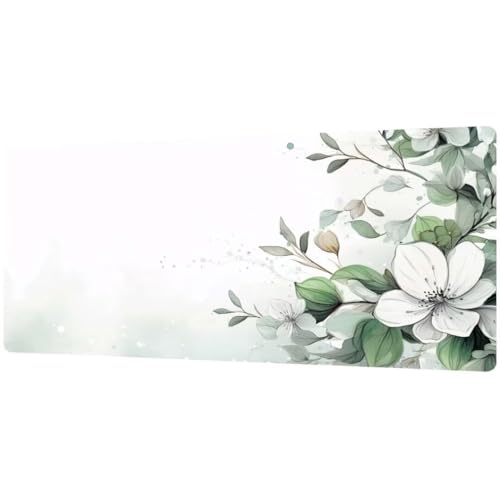 Grand Tapis de Souris Gaming White Mouse Desk Pad Mat de Jeu XXL 900x400x4mm Tapis de Souris Base en Caoutchouc Antidérapant Résistant à l'eau, Gamer sous-Main pour Clavier et Souris, Le Bureau D1508