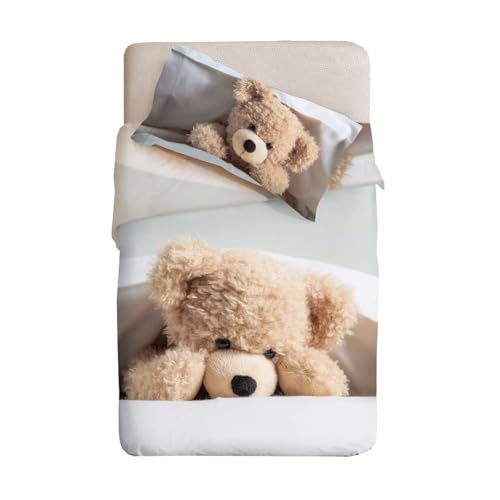 Ipersan Parure Lenzuola Singolo, 100% Cotone Percalle, 1 Lenzuolo da sopra 160x300cm + 1 Federa 83x52cm, Balza Reverse, Tessuto Finissimo, Stampa Digitale ad Alta Risoluzione, Made in Europe