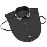 Cuello falso, cuello desmontable en | Accesorio de media blusa para mujer y niña, casa, viajes, trabajo, fiestas, reuniones y, Negro , Se référer au descriptif
