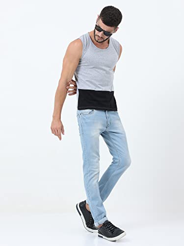 Image of Ideation Men's Cotton Round Neck Color Block Sleeveless T-Shirt