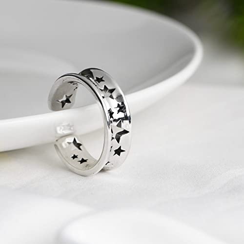 Bague ajustable en argent idée cadeau romantique pour femme et fille avec étoiles