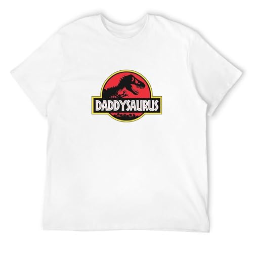Daddysaurus Funny Fathers Day Daddy Crew Neck Unisex Short Sleeve T-Shirt White XXL