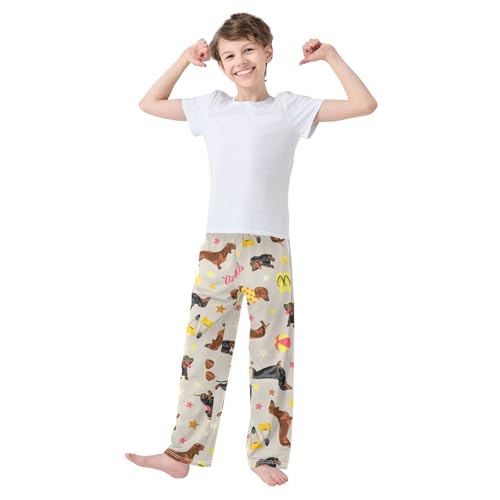 Boys' Pants Summer Dogs Dachshund Long Bottoms Jogger Pants Elastic Waist Trousers with Pockets S-XL2