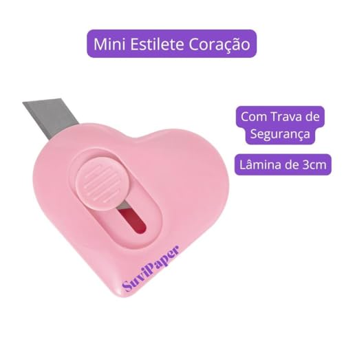 Mini Estilete para Papel com Lâmina Retrátil em Formato Coração Love BRW 1 Unidade