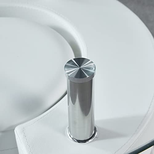 Homvent Glass Coffee Table Set W/2 Leather Upholstered Stools,Central Table W/Wood Base,Oval Living Room Table W/Artistic Wood Base Cocktail Table/Tea Table/Sofa Side Tables #TOP7