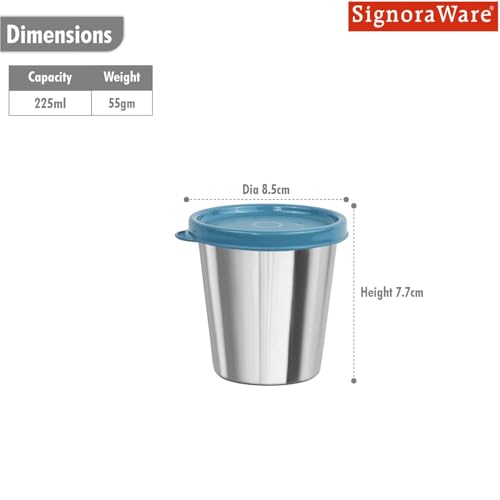 Image of SignoraWare Bitsy Stainless Steel Container /Tumbler | Airtight & Leakproof | Compact, Durable & Stylish Storage | Ideal for School, Office & Outdoor Use (225ml | EBlue)