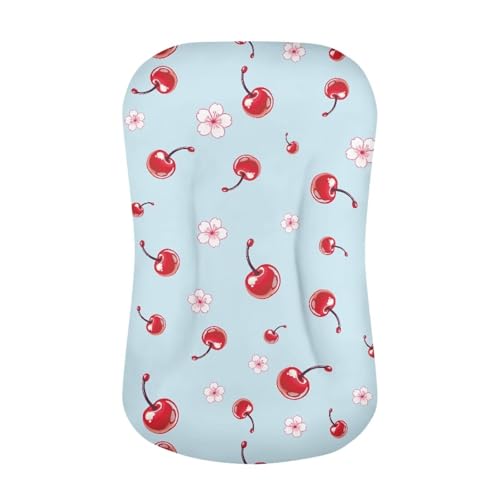 ZDCUSTOM Stretchy Baby Fitted Bassinet Sheet Cherry Print Soft Breathable Baby Bassinet Sheet Universal Fit Oval Rectangle Hourglass Mattress Pad