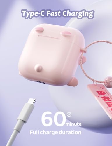 Image of Cute Kids True Wireless Earbuds Girls Ear Buds for Kids for School Earphones with Case for iPhone Android Kawaii Headphones Kid Bluetooht Earbuds for Small Ear Canals Women