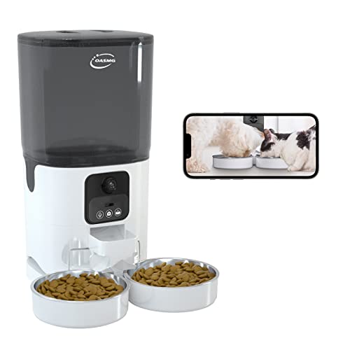 Oasmg Automatic Cat Feeders With 1080P Fhd Camera For 2 Cats/Dogs/Small Animals Food Dispenser, 5Ghz & 2.4Ghz Wifi Enabled, 2-Way Audio, Night Vision, Motion & Sound Alerts, 7L Food Hopper #TOP26