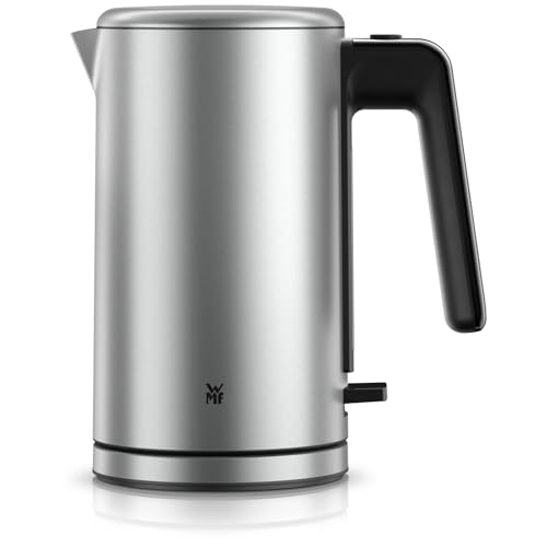 WMF Lono Silk Edelstahl Wasserkocher 1,6 L, kabelloser elektrischer Wasserkocher 2400 W mit Kalkfilter, 360°-Sockel, Anti-Fingerabdruck-Effekt, Einhand-Deckel & externer Wasserstandsanzeige