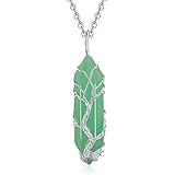 XIANNVXI Tree of Life Wire Wrapped Green Aventurine Crystal Point Pendant Necklace Reiki Healing...