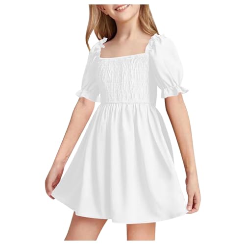 Image of Teen Girls Off Shoulder Dresses Kids Princess Dress Puff Sleeve Corset Bodice Sundress Ruffle Trim Tiered A Line Casual Birthday Party Pageant Wedding Bridesmaid Flower Girl Formal Gown for 8-13 Years