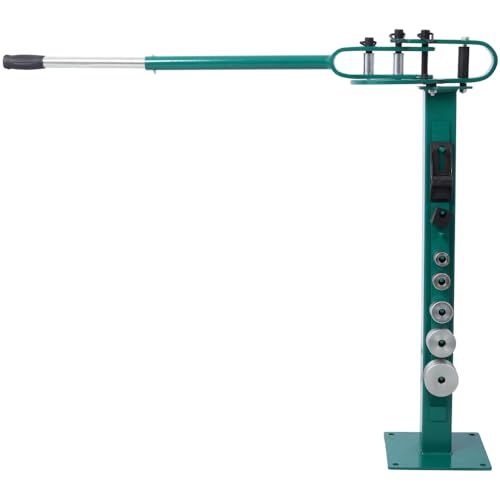 Pedestal Floor Compact Bender, Professional Pipe Tube Bender 1\" to 3\", Heavy-Duty Flat Bar Bender with 7 Dies, 44\" Mount & Telescoping Handle, Maximum 5/8\" Thick 1-15/16\" Width (Green + Steel) - Thumbnail 3