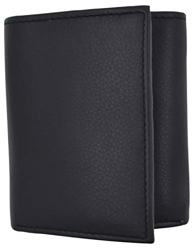 Mens Wallets Top Grain Genuine Leather RFID Blocking Trifold Wallet Extra Capacity with Removable ID Card Holder Insert (Black)