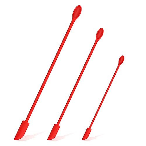 3 Pièces Spatules en Silicone Petite, Grattoirs à Pâte, Mini Spatule avec Cuillère, Spatule de Maquillage Double Extrémité pour la Cosmétique, Cuisson,...