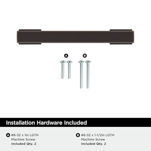 Image of Amerock 25 Pack 3-3 /4 inch Triomphe Oil-Rubbed Bronze Drawer Pull | 3-3 /4 inch (96mm) Center-to-Center Mounting Distance and 4-13 /16 inches Overall Length, Durable Zinc Cabinet Hardware