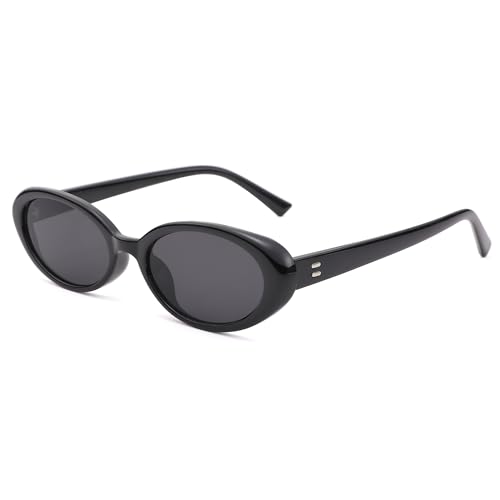 LIU·WEN Oval Sunglasses for Women Men Retro Small Cat Eye Glasses 90s Vintage Style Shades