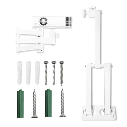PRITOK Soporte de pared para proyector: soporte de proyector giratorio 360°, para proyector/vigilancia, con interfaz de tornillo de 1/4 pulgadas, soporte articulado