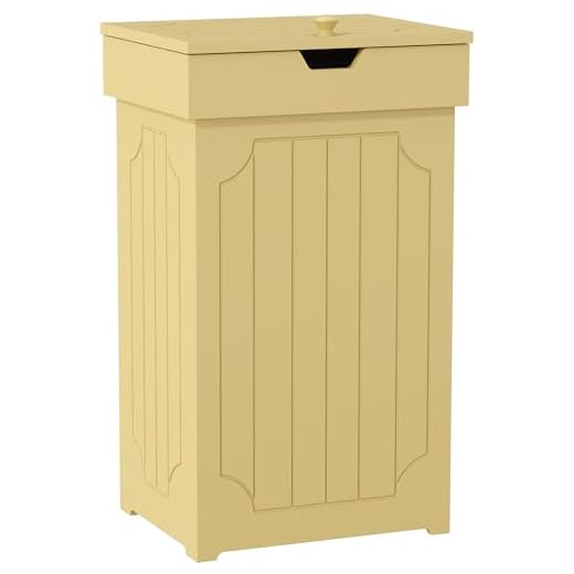 Function Home Trash Can Cabinet, 13 Gallon Kitchen Garbage Can, Wooden Recycling Trash Bin, Dog Proof Trash Can, Trash Cabinet with Lid for Home Kitchen Bathroom, Yellow