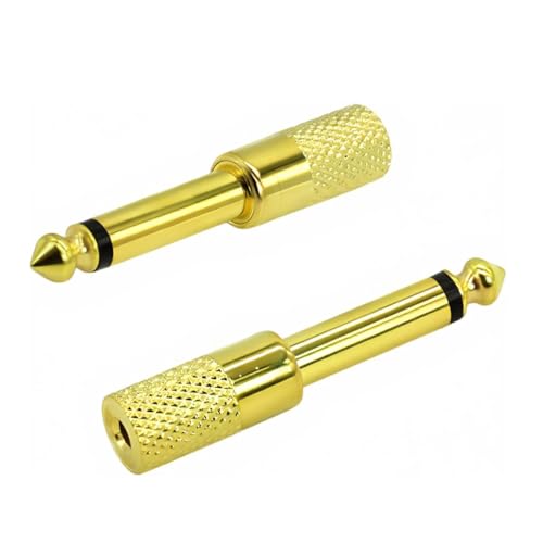 Adaptador audio 3.5mm a 6.35mm hembra a macho de metal TS para micro y amplificador 2 uds