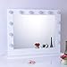 Chende Hollywood Mirror with Ligths, Large LED Lighted Makeup Mirror for Bedroom Vanity, 31.5 x 25.6 Inches White Gloss Metal Frame with Dimmer and Socket, Free 14 Replaceable LED Bulbs