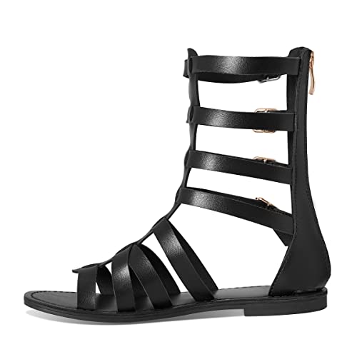 Celnepho Women's Gladiator Sandals Comfort Back Zip Strappy Open Toe Roman Summer Walking Shoes Flat Sandals For Women #TOP5