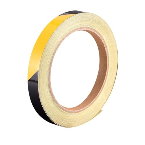 Image of WALLMATE Dual Shade Reflective Radium Strip for Car & Bike Waterproof Self Adhesive, Safety Sticker, Night Glow Tape for Helmet, Scooter & Cycle Decoration (Yellow-Black, 0.5 In x 45 Mtr (1771 in))