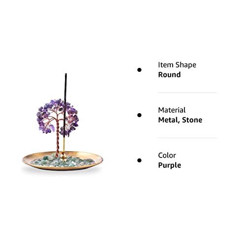 Incense Holder For Sticks, Healing Crystal Stone Money Tree Incense Burner, Ash Catcher For Yoga, Meditation And Home Decor (Purple) #TOP6