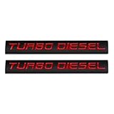 2Pcs Chrome 3D Metal Turbo Diesel Logo V6 V8 Engine Emblem Turbocharged Supercharged Turbo Sticker Decal for Racing SUV Auto Coupe (Black&Red)