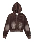 [エックスガール] フェーデッドベロアコンパクトジップアップフーディー FADED VELOUR COMPACT ZIP UP HOODIE 105254012021 BROWN M