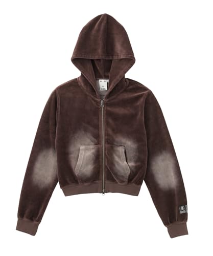 X-girl(エックスガール) フード付きトレーナーFADED VELOUR COMPACT ZIP UP HOODIEレディース