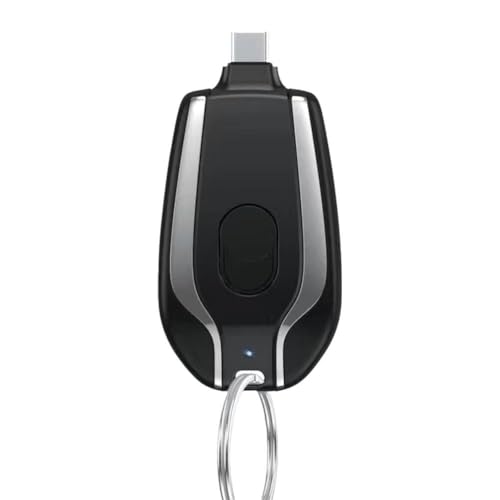 Portachiavi caricabatterie portatile 1600 mAh - Power Bank ultra compatto con ricarica rapida per telefoni Android batteria di emergenza con USB-C e portachiavi per on-the-go