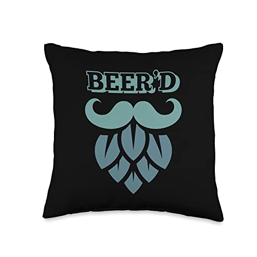 Beer'd Hop Beard Beer Related Design Craft Beer Throw Pillow
