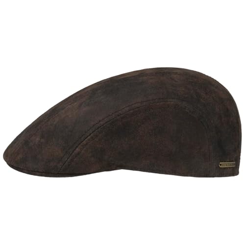 Stetson Madison Leder Flatcap Herren - Ledercap im Vintage-Stil - Schirmmütze mit Innenfutter aus Baumwolle - Mütze Sommer/Winter - Schiebermütze braun XL (60-61 cm)