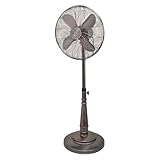 Orixforce 16 Inch Retro Oscillating Stand Fan – Quiet 3 Speed Pedestal Fan with Adjustable Height, Oil Rubbed Bronze Metal Finish, Full Room Cooling