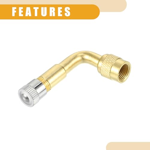 Image of 1 Set 90-Degree Universal Tire Valve Stem Extenders Extension Adapter - Cars RV Bicycles Motorcycles Trailers Tubeless Tire Valve - Copper Gold Tone