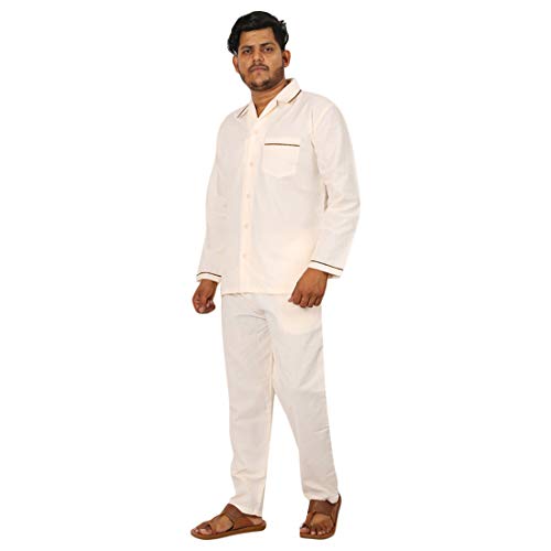 Image of Emperor Men's Cotton Plain /Solid Night Suit Pack of 1