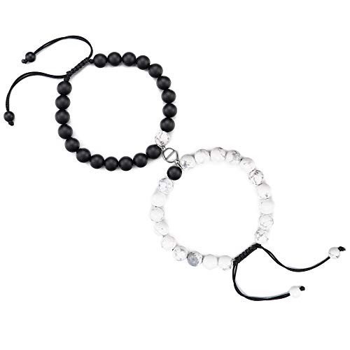 KINGSIN Couples Magnetic Boyfriend Girlfriend Bracelets Distance Matching Promise Bracelet Couple Gifts for Best Friend Women Men Him His Hers BFF Bf Gf Lover