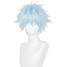 LABEAUTE Light Blue Cosplay Wig Okazaki Shinichi Anime Wig Heat Resistant Synthetic Hair with Wig Cap for Halloween Comic Con Party