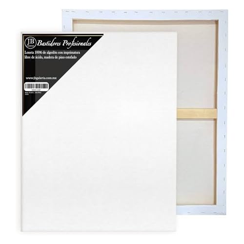 La Mejor Recopilación de Telas de lienzo - 5 favoritos. 47 JB Galería - Bastidor Profesional Para Pintar 50x60 cm con Canto Grueso de 4.5 cm, Tela 100% Algodón, Libre de Acido en Madera de Pino Estofado - Tela con Imprimatura Listo para...